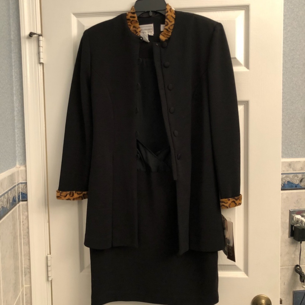 Vintage Karin Stevens Black Womens Coat Dress